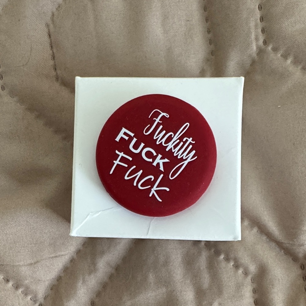 Red Novelty Pop Socket Grip with White Script Wine Cap